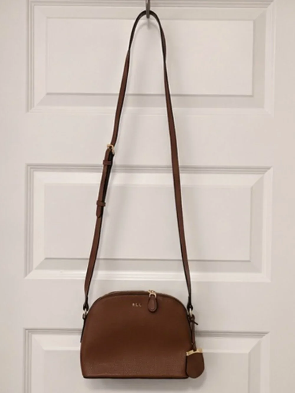 Lauren Ralph Lauren Brown Pebbled Leather Crossbody Bag